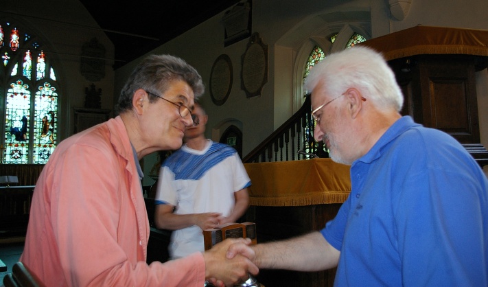 Andrew Brewster accepts third place certificate on behalf of Writtle